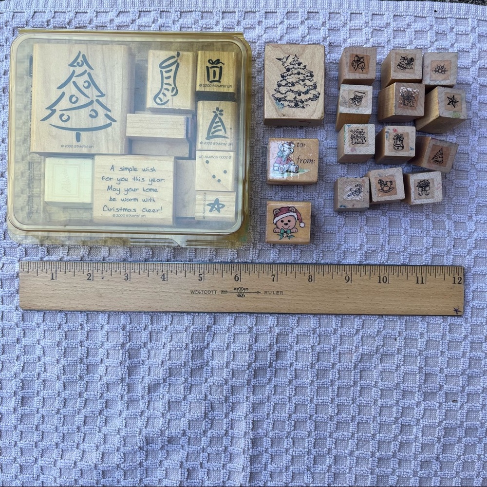 Vintage Rubber Stamp Lot Christmas/ Holiday stamps